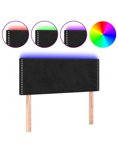 Testiera a LED Nera 80x5x78/88 cm in Velluto