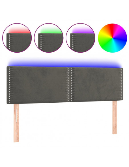 Testiera a LED Grigio Scuro 144x5x78/88 cm in Velluto
