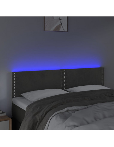 Testiera a LED Grigio Scuro 144x5x78/88 cm in Velluto