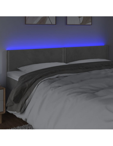 Testiera a LED Grigio Chiaro 200x5x78/88 cm in Velluto