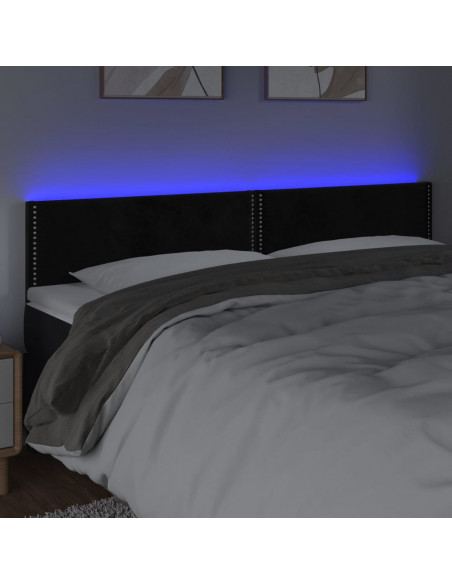 Testiera a LED Nera 200x5x78/88 cm in Velluto