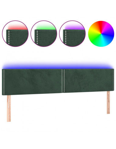 Testiera a LED Verde Scuro 200x5x78/88 cm in Velluto