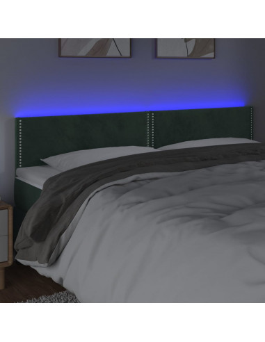 Testiera a LED Verde Scuro 200x5x78/88 cm in Velluto