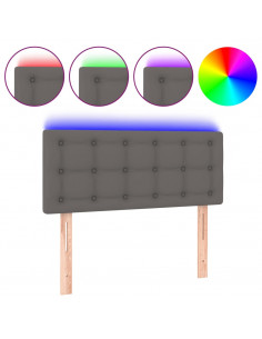 Testiera Grigia a LED 80x5x78/88 cm in Similpelle 2