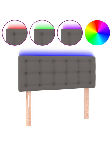Testiera Grigia a LED 80x5x78/88 cm in Similpelle