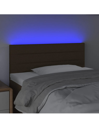 Testiera a LED Marrone Scuro 100x5x78/88 cm in Tessuto