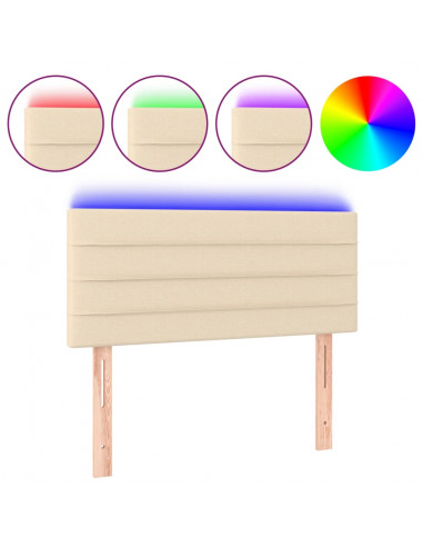 Testiera a LED Crema 100x5x78/88 cm in Tessuto