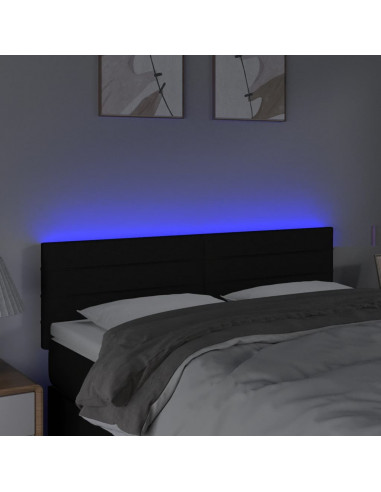 Testiera a LED Nera 144x5x78/88 cm in Tessuto