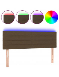 Testiera a LED Marrone Scuro 144x5x78/88 cm in Tessuto 2