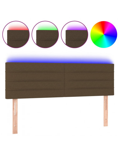 Testiera a LED Marrone Scuro 144x5x78/88 cm in Tessuto