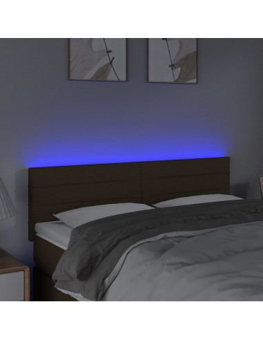 Testiera a LED Marrone Scuro 144x5x78/88 cm in Tessuto