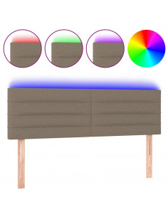 Testiera a LED Tortora 144x5x78/88 cm in Tessuto 2