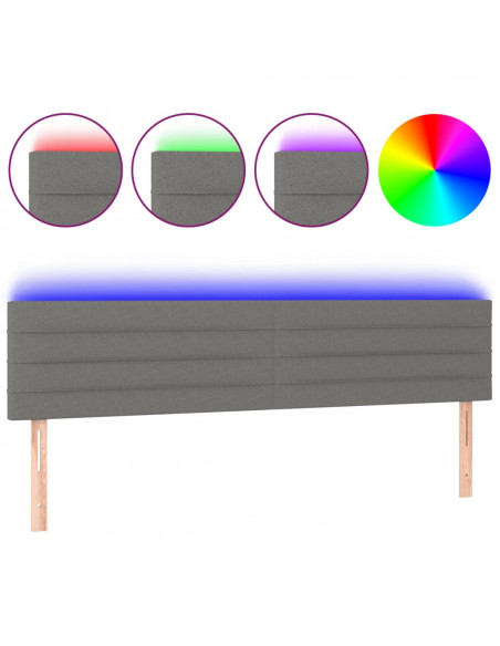 Testiera a LED Grigio Scuro 200x5x78/88 cm in Tessuto
