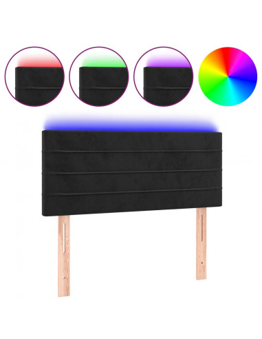 Testiera a LED Nera 90x5x78/88 cm in Similpelle