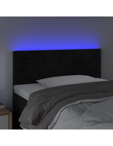 Testiera a LED Nera 90x5x78/88 cm in Similpelle