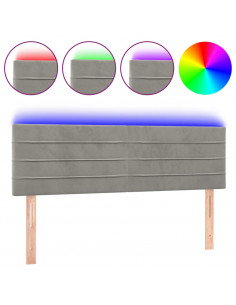 Testiera a LED Grigio Chiaro 144x5x78/88 cm in Velluto 2