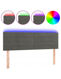 Testiera a LED Grigio Scuro 144x5x78/88 cm in Velluto 2