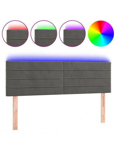 Testiera a LED Grigio Scuro 144x5x78/88 cm in Velluto