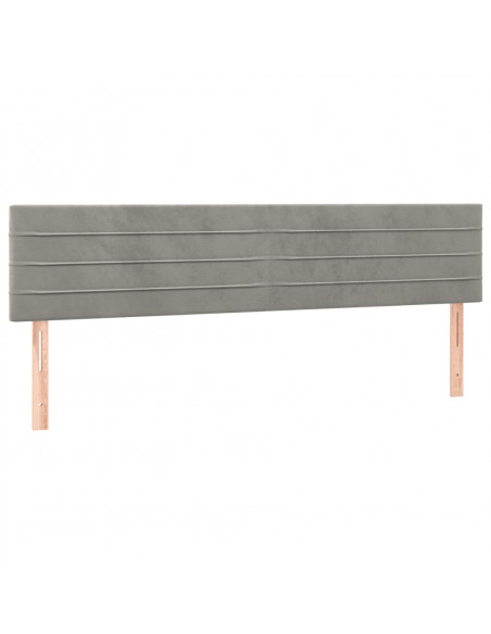 Testiera a LED Grigio Chiaro 160x5x78/88 cm in Velluto
