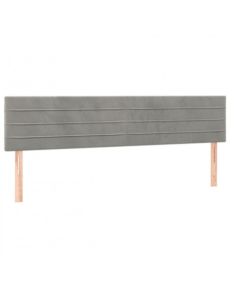 Testiera a LED Grigio Chiaro 200x5x78/88 cm in Velluto