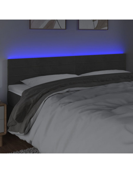 Testiera a LED Grigio Scuro 200x5x78/88 cm in Velluto