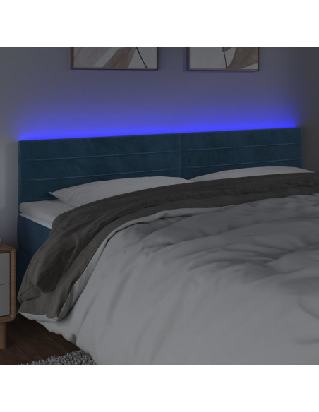 Testiera a LED Blu Scuro 200x5x78/88 cm in Velluto