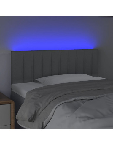 Testiera a LED Grigio Chiaro 100x5x78/88 cm in Tessuto