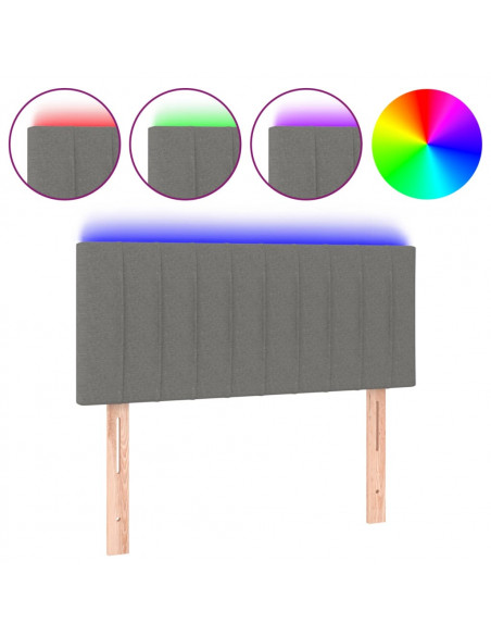 Testiera a LED Grigio Scuro 100x5x78/88 cm in Tessuto