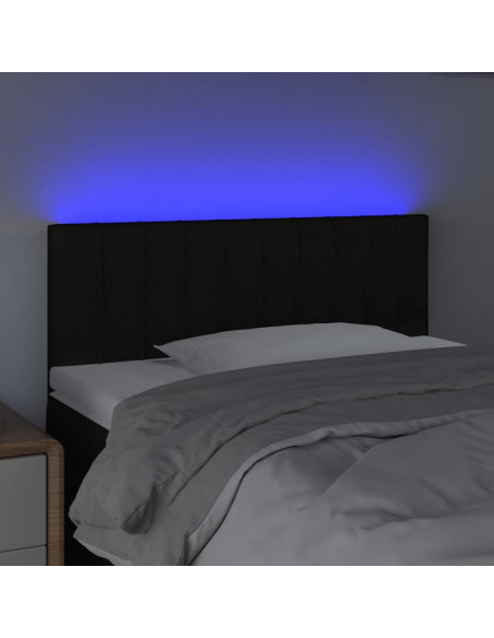 Testiera a LED Nera 100x5x78/88 cm in Tessuto