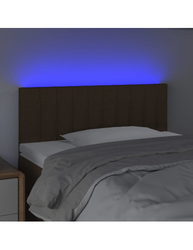 Testiera a LED Marrone Scuro 100x5x78/88 cm in Tessuto