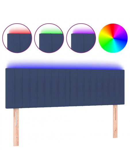 Testiera a LED Blu 144x5x78/88 cm in Tessuto