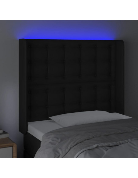 Testiera a LED Nera 83x16x118/128 cm in Similpelle