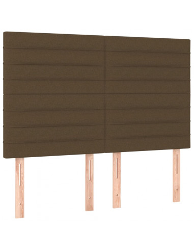 Testiera a LED Marrone Scuro 144x5x118/128 cm in Tessuto