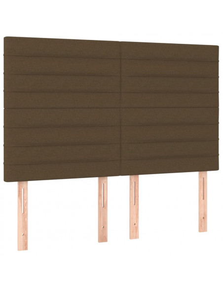 Testiera a LED Marrone Scuro 144x5x118/128 cm in Tessuto