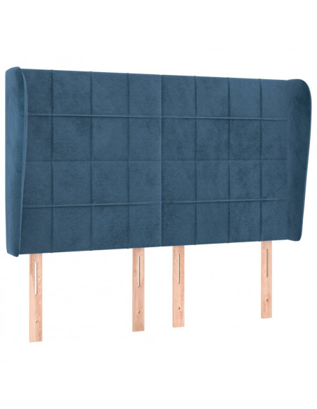 Testiera ad Orecchio Blu Scuro 147x23x118/128cm in Velluto