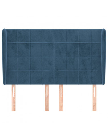 Testiera ad Orecchio Blu Scuro 147x23x118/128cm in Velluto