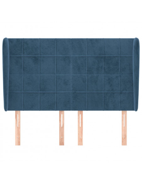 Testiera ad Orecchio Blu Scuro 147x23x118/128cm in Velluto