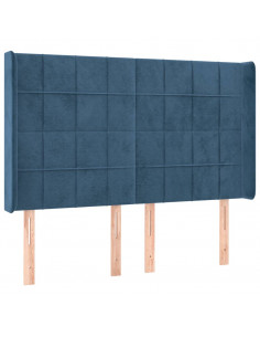 Testiera ad Orecchio Blu Scuro 147x16x118/128 cm in Velluto 2