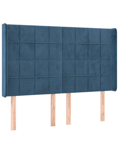 Testiera ad Orecchio Blu Scuro 147x16x118/128 cm in Velluto