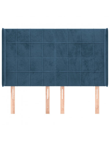 Testiera ad Orecchio Blu Scuro 147x16x118/128 cm in Velluto