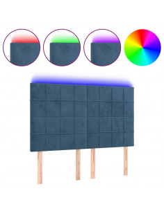 Testiera a LED Blu Scuro 144x5x118/128 cm in Velluto 2