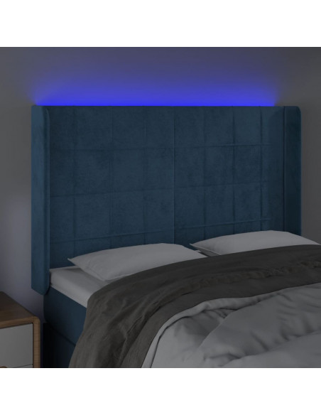 Testiera a LED Blu Scuro 147x16x118/128 cm in Velluto