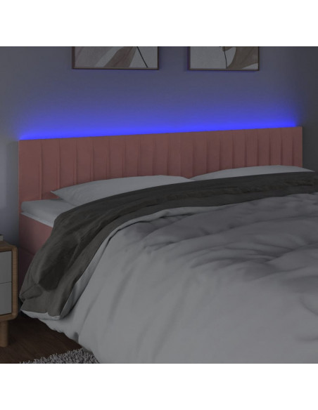 Testiera a LED Rosa 160x5x78/88 cm in Velluto