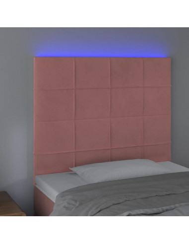 Testiera a LED Rosa 100x5x118/128 cm in Velluto