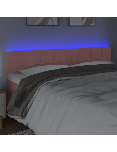 Testiera a LED Rosa 200x5x78/88 cm in Velluto