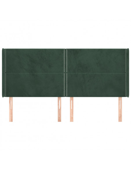 Testiera ad Orecchio Verde Scuro 183x16x118/128 cm in Velluto