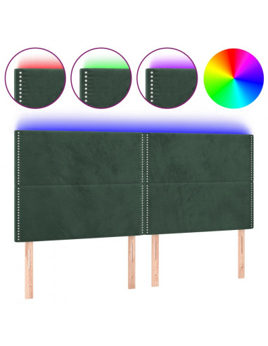 Testiera a LED Verde Scuro 180x5x118/128cm in Velluto