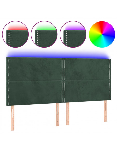 Testiera a LED Verde Scuro 180x5x118/128cm in Velluto