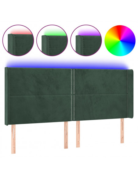 Testiera a LED Verde Scuro 183x16x118/128 cm in Velluto