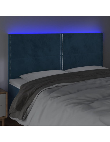 Testiera a LED Blu Scuro 160x5x118/128 cm in Velluto